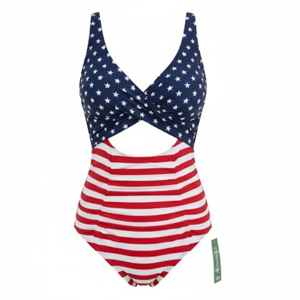NWT Blooming Jelly Patriotic Monokini | Star & Stripe Cutout One Piece
